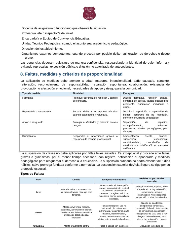 Página 7 del RICE Colegio NSM