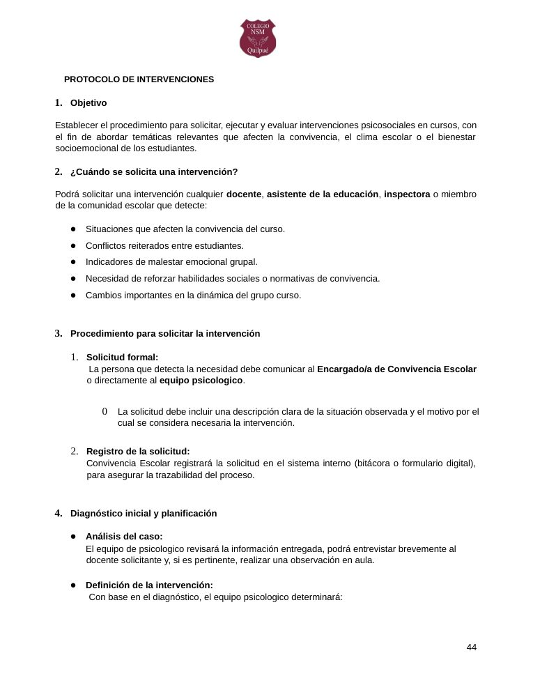 Página 44 del RICE Colegio NSM