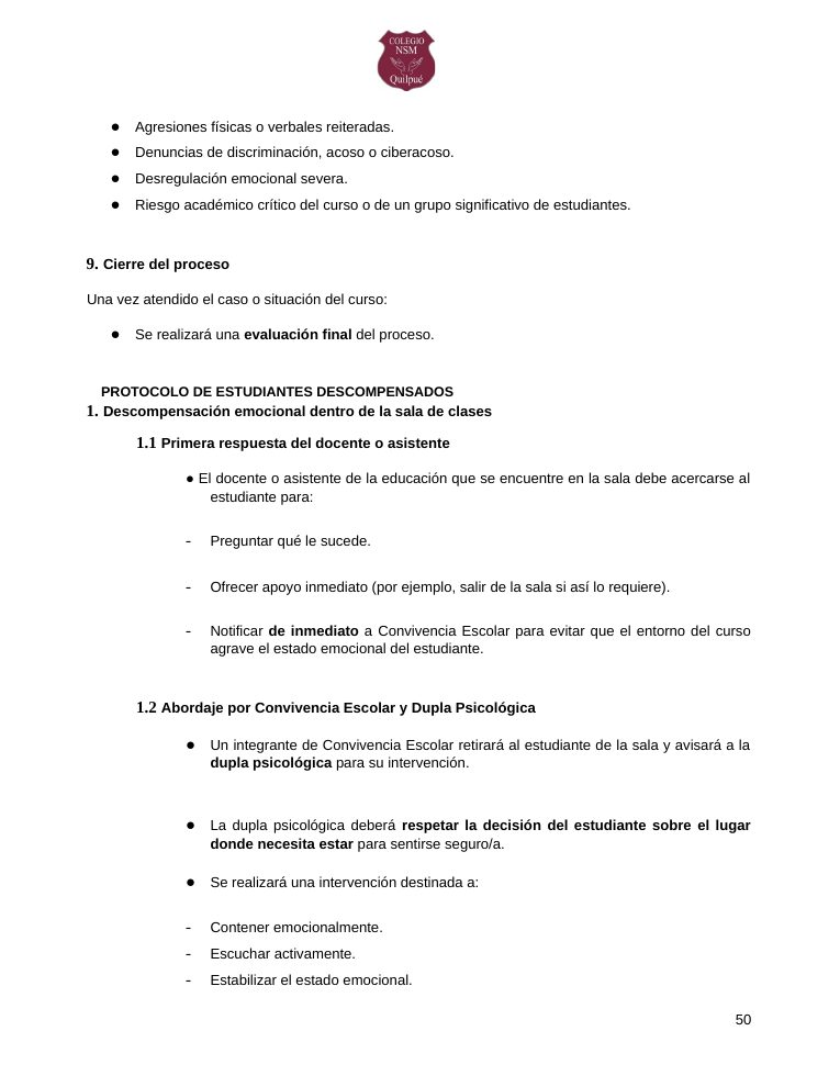 Página 50 del RICE Colegio NSM