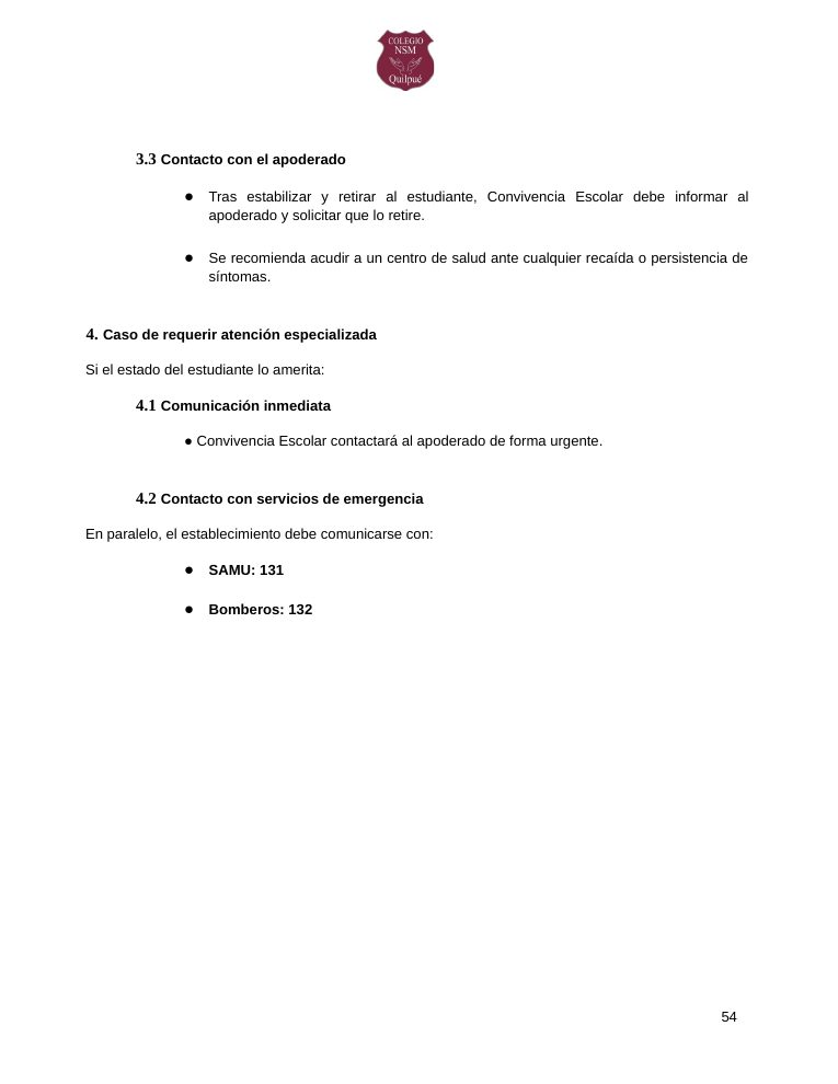 Página 54 del RICE Colegio NSM