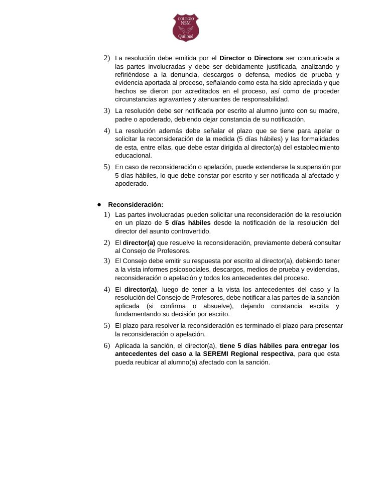 Página 205 del RICE Colegio NSM