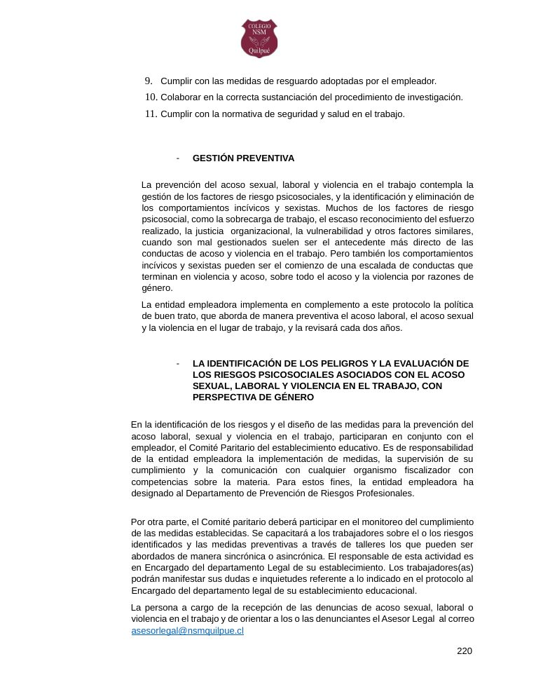 Página 220 del RICE Colegio NSM