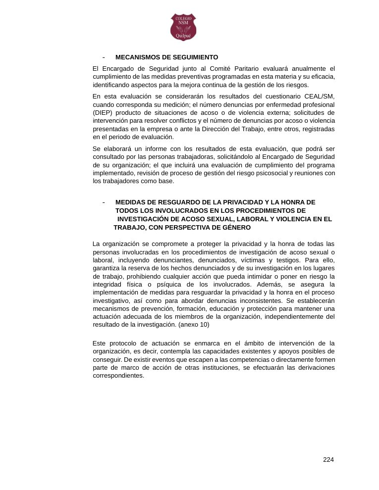 Página 224 del RICE Colegio NSM